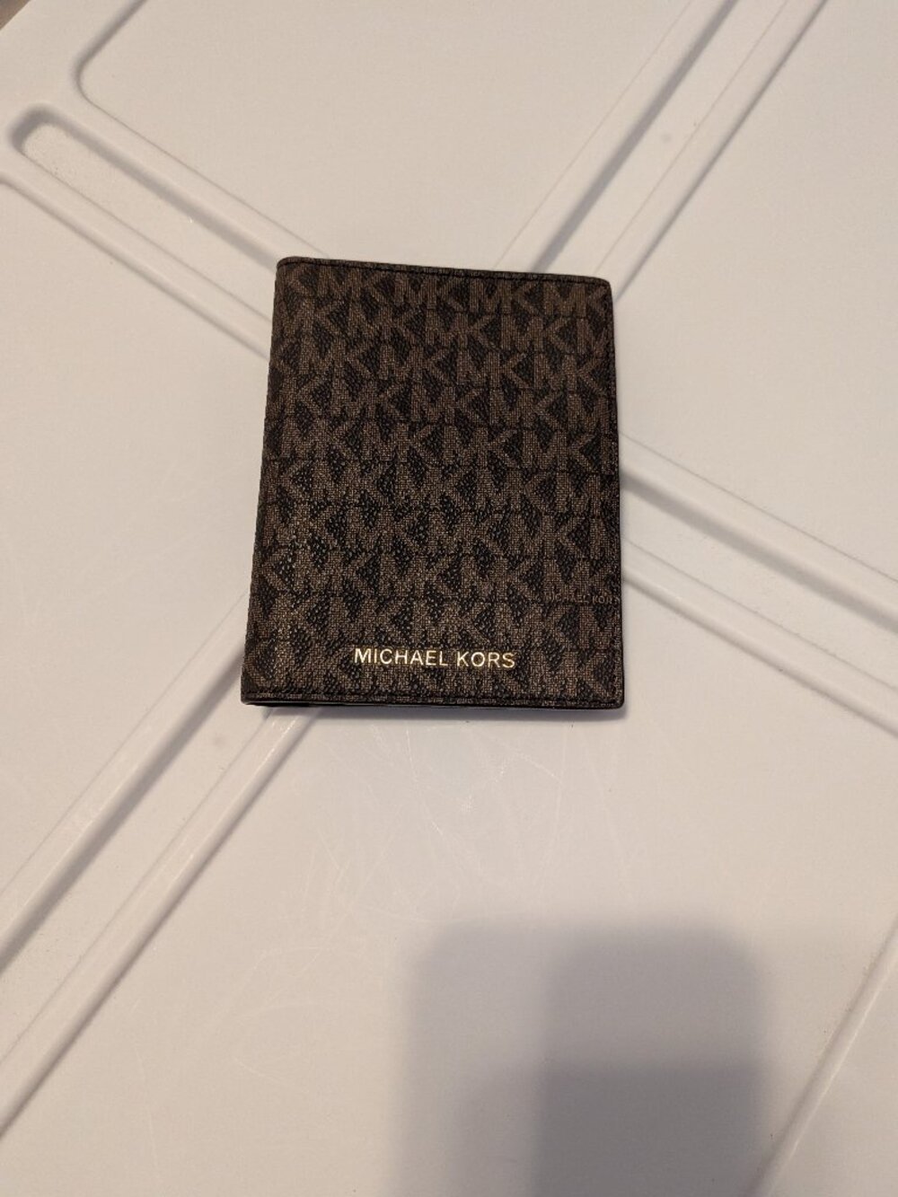Michael Kors Signature Logo Passport Holder Brown Travel Wallet